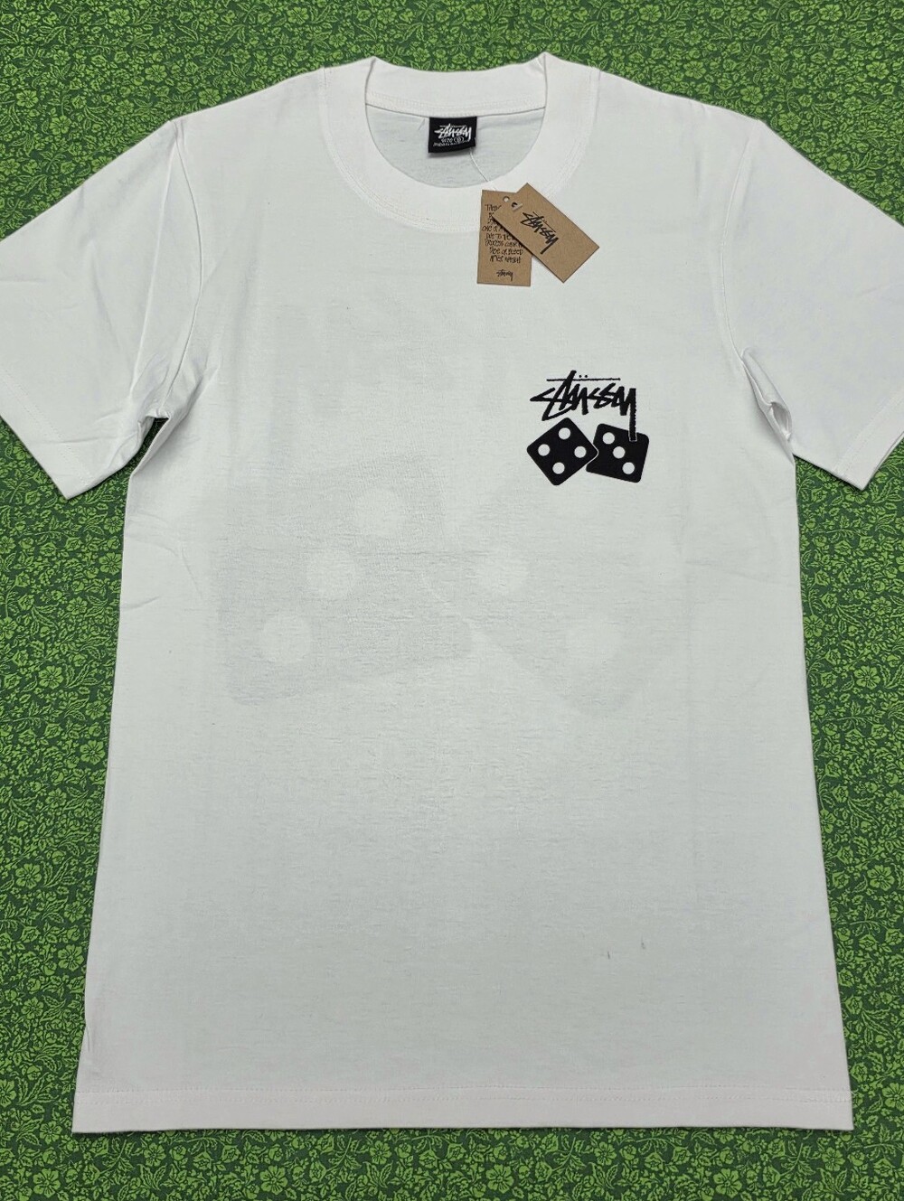 Stussy White T-Shirt with Black Dice Logo - Picture 2 of 5